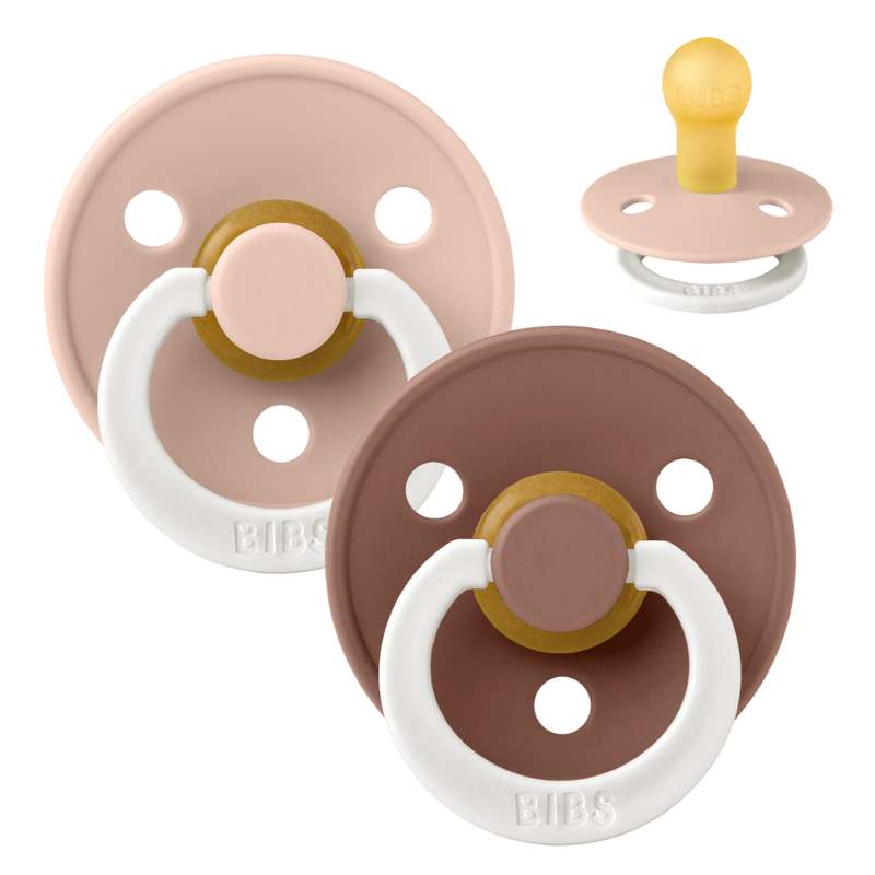 Rund Colour Sut 2 Pak Str. 1 Naturgummi Glow Blush Woodchuck fra Bibs