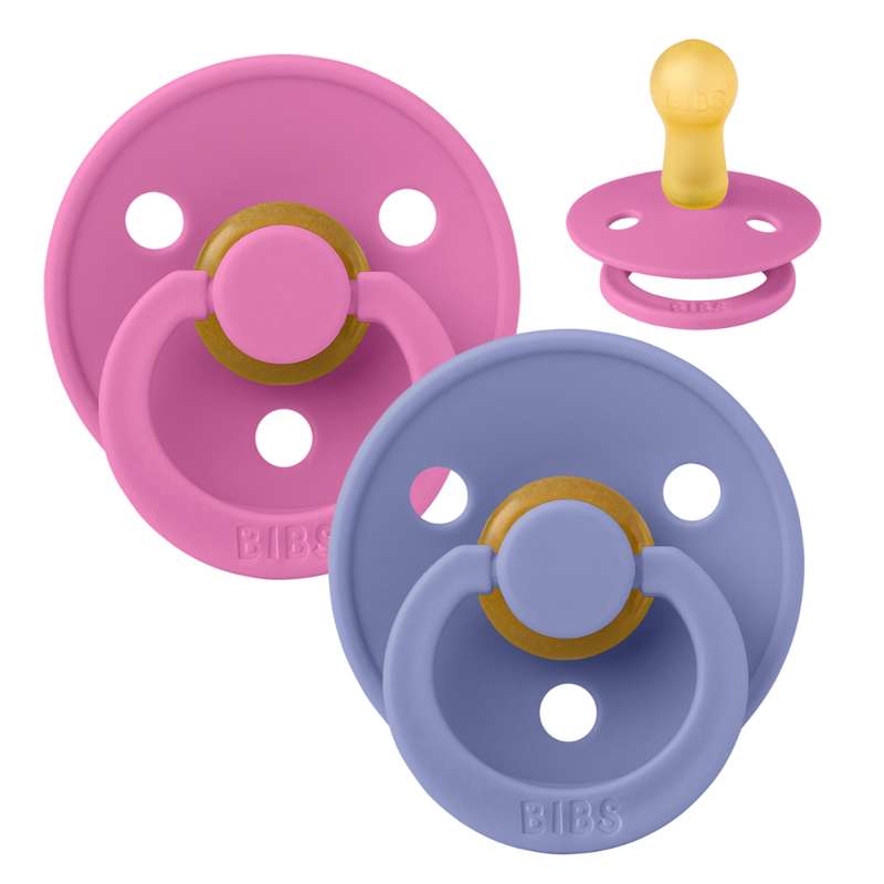 Rund Colour Sut 2 Pak Str. 2 Naturgummi Bubblegum Peri fra Bibs