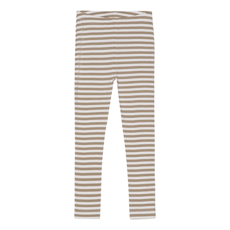 Stribede Rib Leggings Kashmir Brun & Perfekt Hvid fra Birkholm