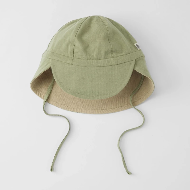 Sun Hat (reversible)   Olive Green Sandy Beach (0 6m) fra Cloby