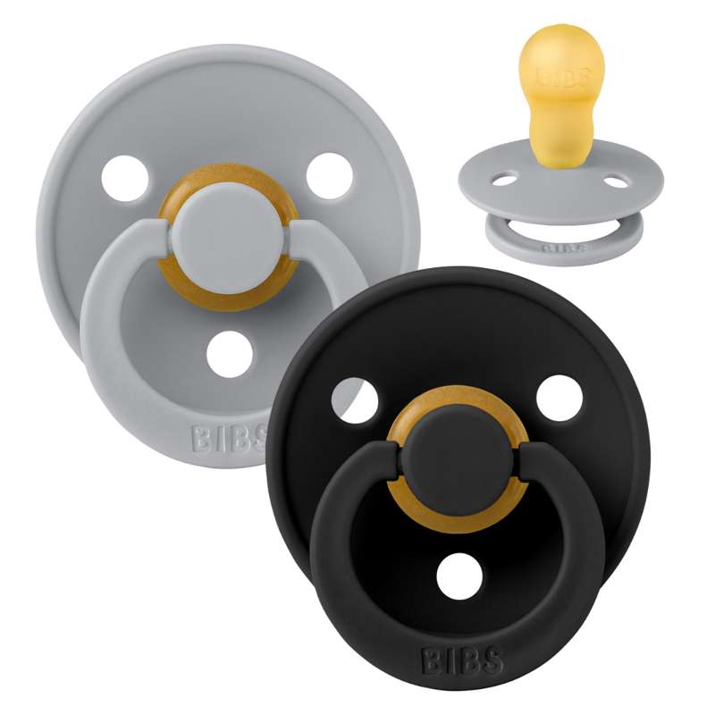 Rund Colour Sut 2 Pak Str. 3 Naturgummi Cloud Black fra Bibs