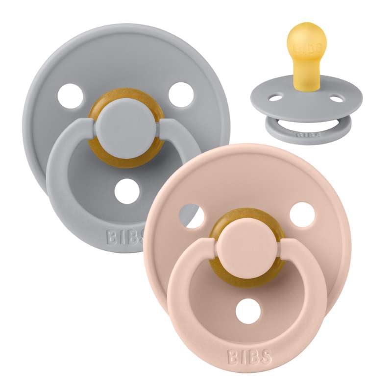 Rund Colour Sut 2 Pak Str. 2 Naturgummi Cloud Blush fra Bibs