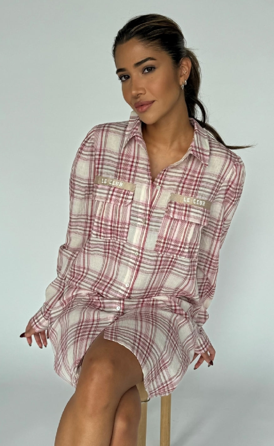 Kjole Mili Check Patch Red Check fra Continue