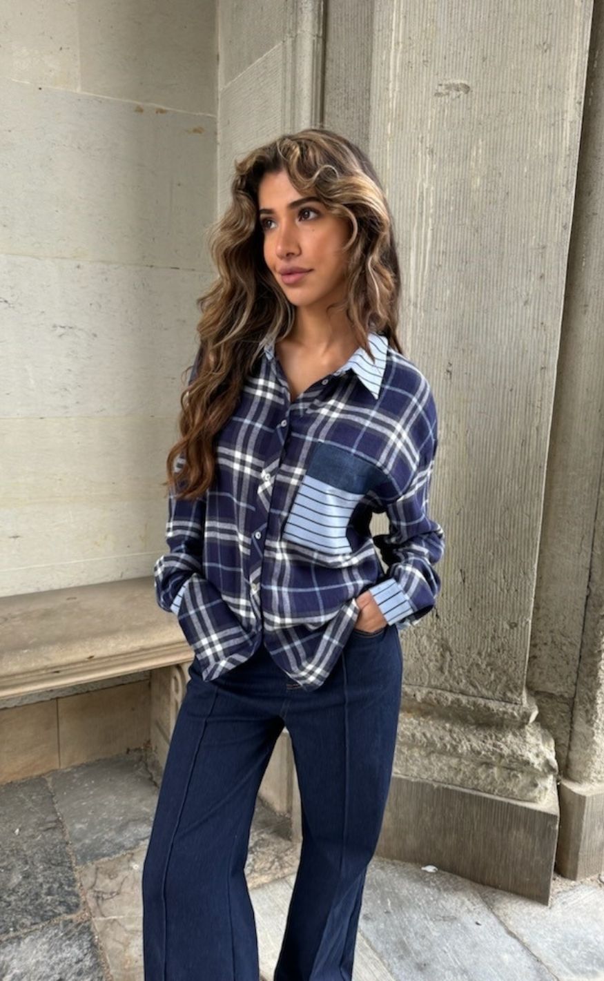 Skjorte Alice Mix Blue Check fra Continue