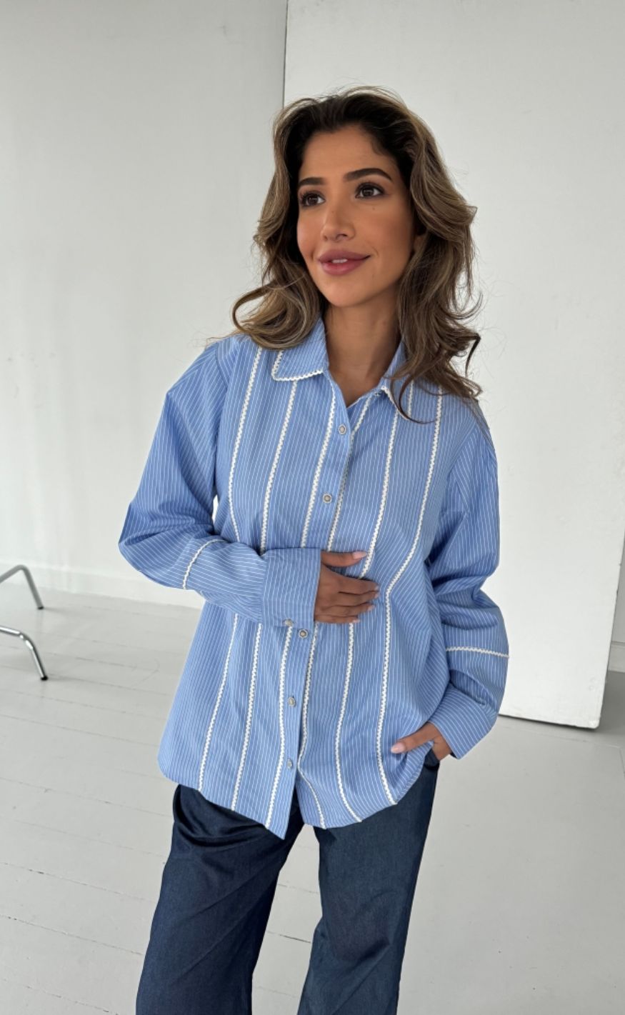 Skjorte   Jessie Stripe   Blue Stripe fra Continue