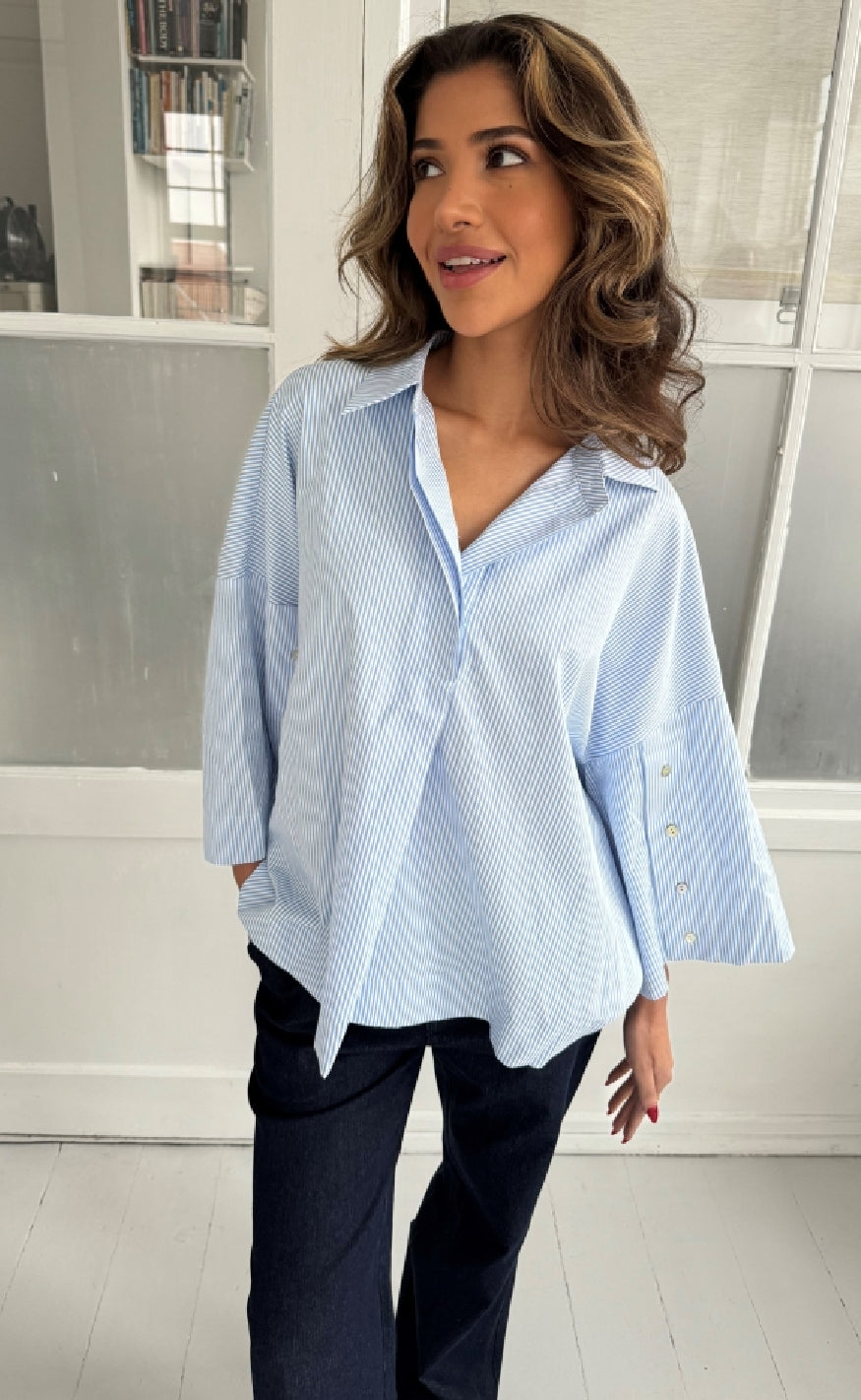 Skjorte   Klara   Blue Stripe fra Continue
