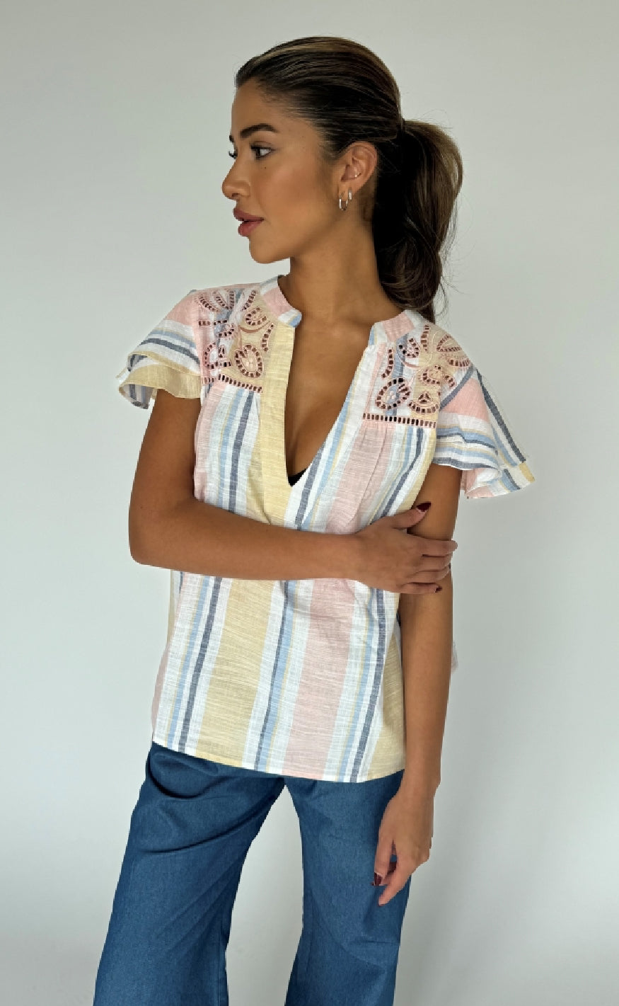 Top   Christel   Yellow Stripe fra Continue