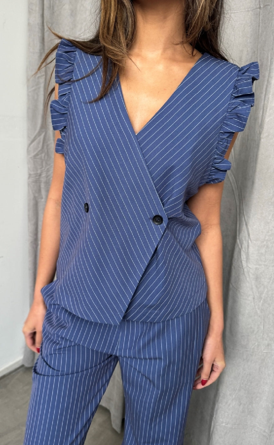 Vest   Lydia   Blue Stripe fra Continue