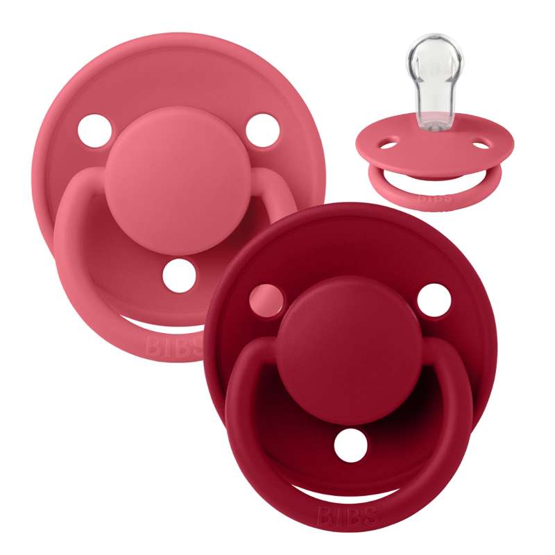 De Lux Sut 2 Pak Onesize Silikone Coral Ruby fra Bibs