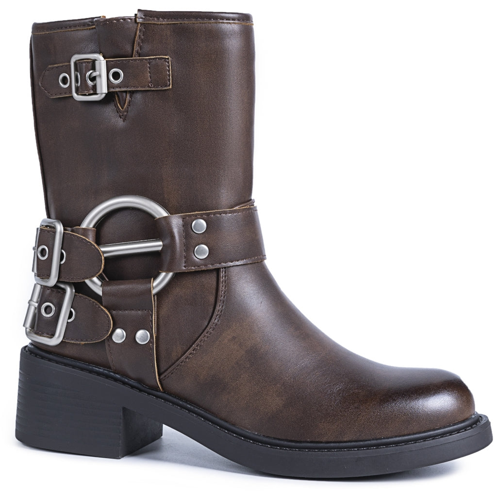 Milja Dame Bikerstøvler 68242   Brown fra Shoes