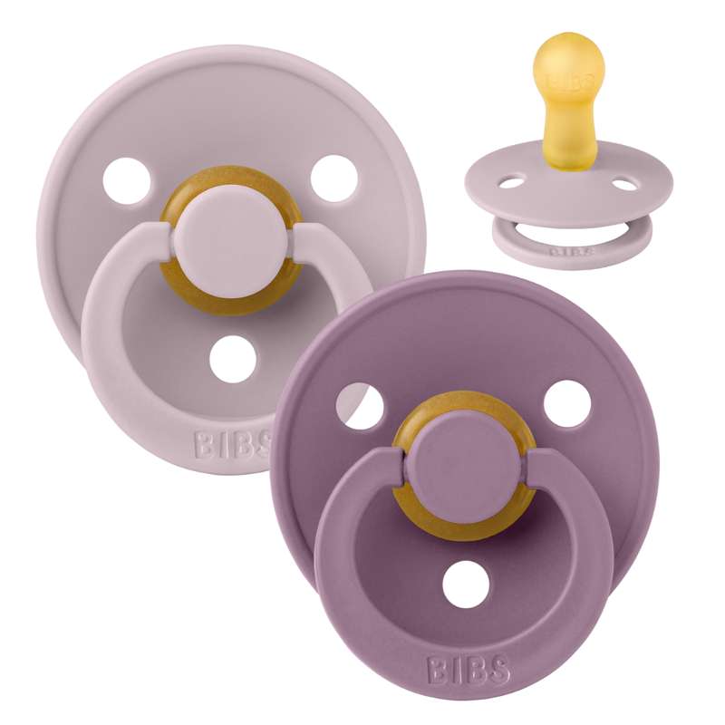 Rund Colour Sut 2 Pak Str. 2 Naturgummi Dusky Lilac Mauve fra Bibs