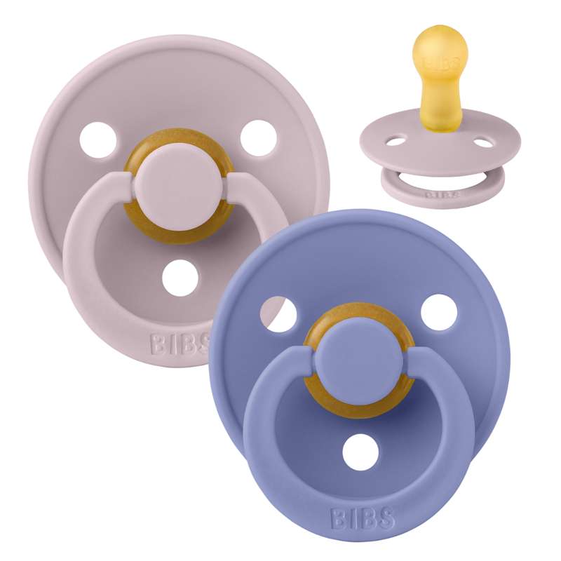 Rund Colour Sut 2 Pak Str. 2 Naturgummi Dusky Lilac Peri fra Bibs