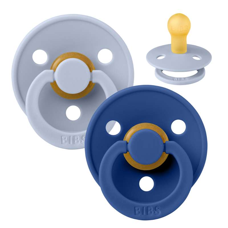 Rund Colour Sut 2 Pak Str. 1 Naturgummi Dusty Blue Cornflower fra Bibs
