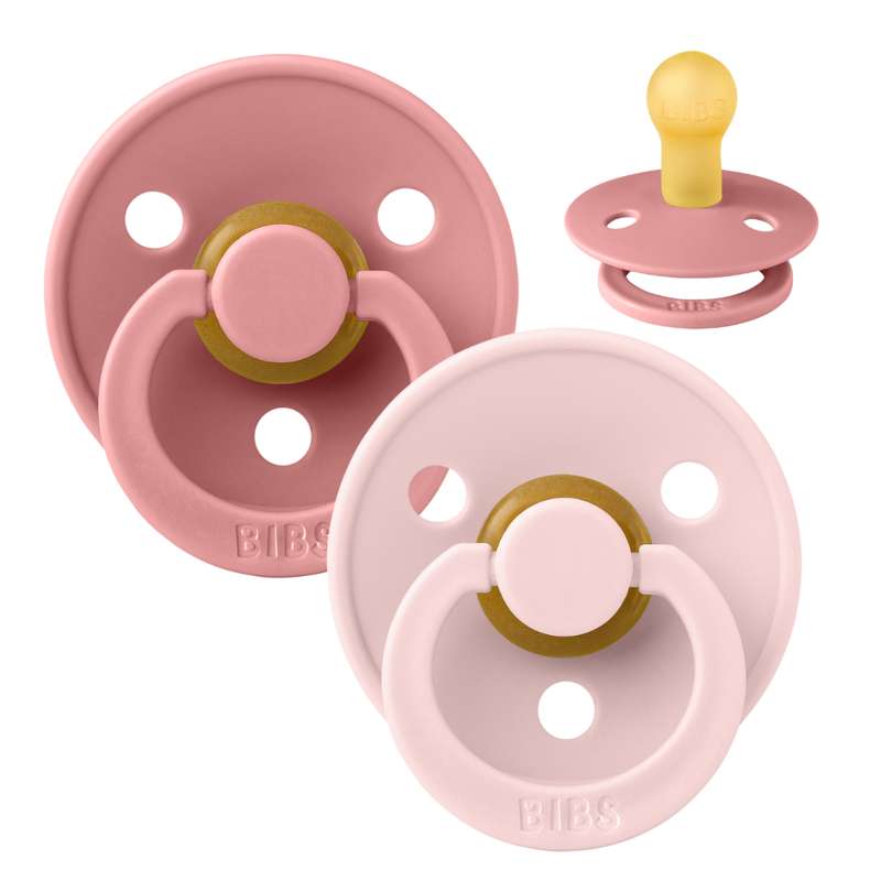 Rund Colour Sut   2 Pak   Str. 1   Naturgummi   Dusty Pink Blossom fra Bibs