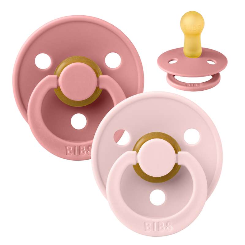 Rund Colour Sut   2 Pak   Str. 2   Naturgummi   Dusty Pink Blossom fra Bibs