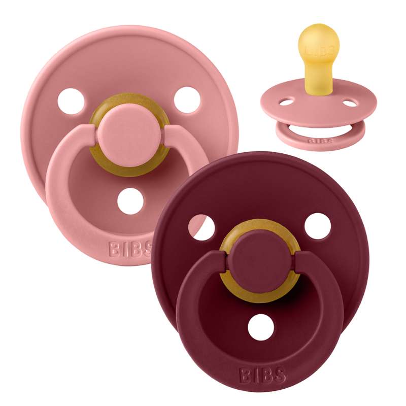 Rund Colour Sut   2 Pak   Str. 1   Naturgummi   Dusty Pink Elderberry fra Bibs