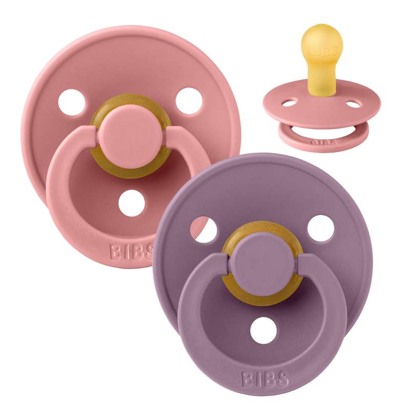 Rund Colour Sut   2 Pak   Str. 1   Naturgummi   Dusty Pink Mauve fra Bibs
