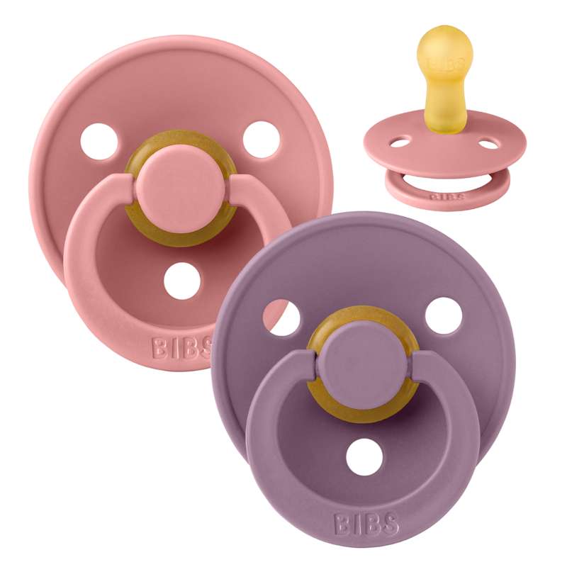 Rund Colour Sut   2 Pak   Str. 2   Naturgummi   Dusty Pink Mauve fra Bibs