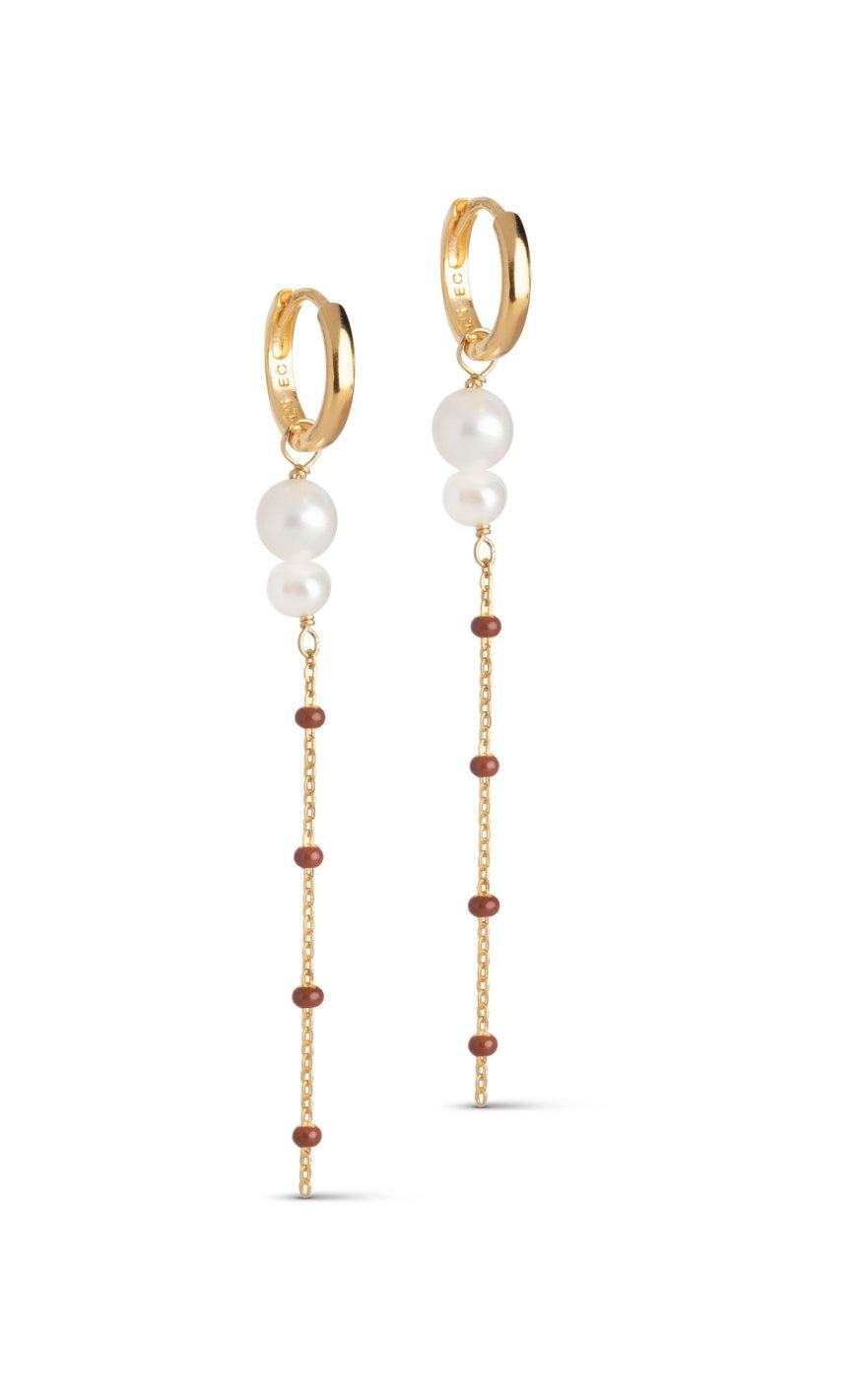 øreringe   Lola Double Pearl Hoops    Copper fra Enamel Copenhagen
