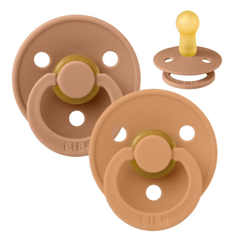 Rund Colour Sut   2 Pak   Str. 2   Naturgummi   Earth Pumpkin fra Bibs