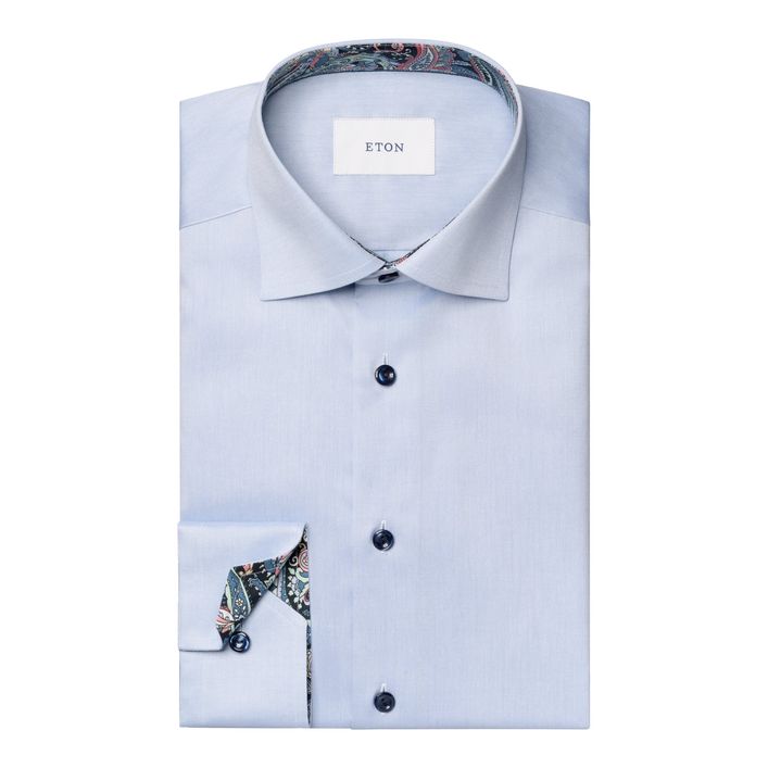 Solid Signature Twill Paisley Effect Shirt fra Eton