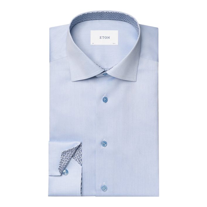 Solid Signature Twill Geometric Effect Shirt fra Eton