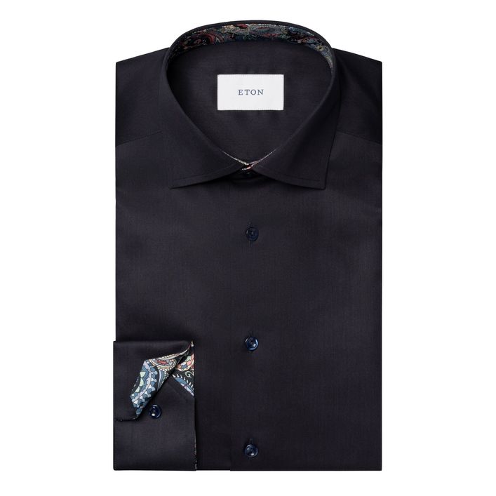 Solid Signature Twill Paisley Effect Shirt fra Eton