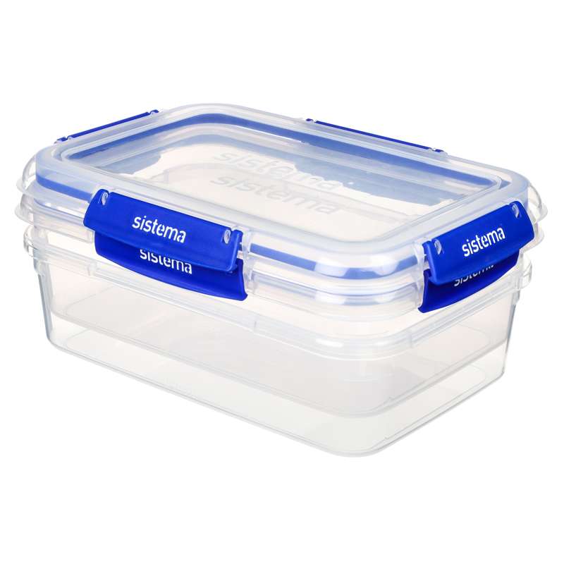 Madopbevaring   Klip It Plus   Rectangle   2 Pak   2.2l   Blå fra Sistema