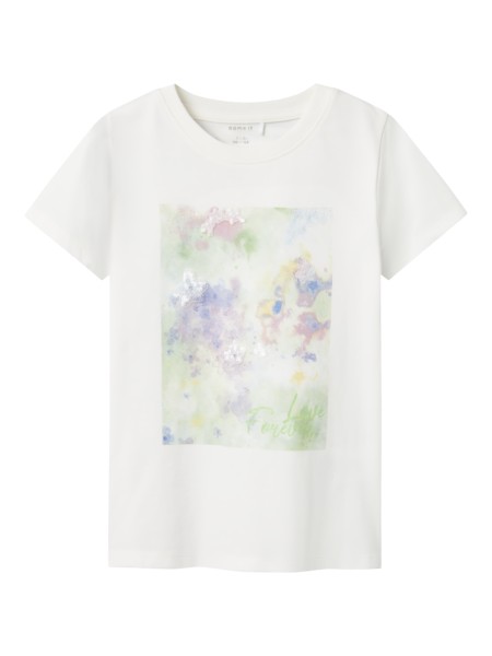 T Shirt Batu Cloud Dancer Arcadian Green fra Name It