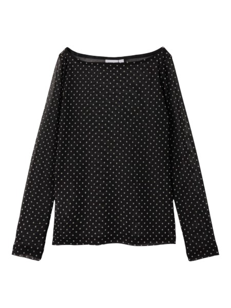Mesh Langærmet Bluse Silje Black Dot fra Name It