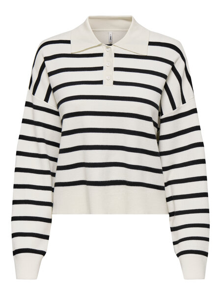 Strik Poloshirt Lucy Black And White fra Only