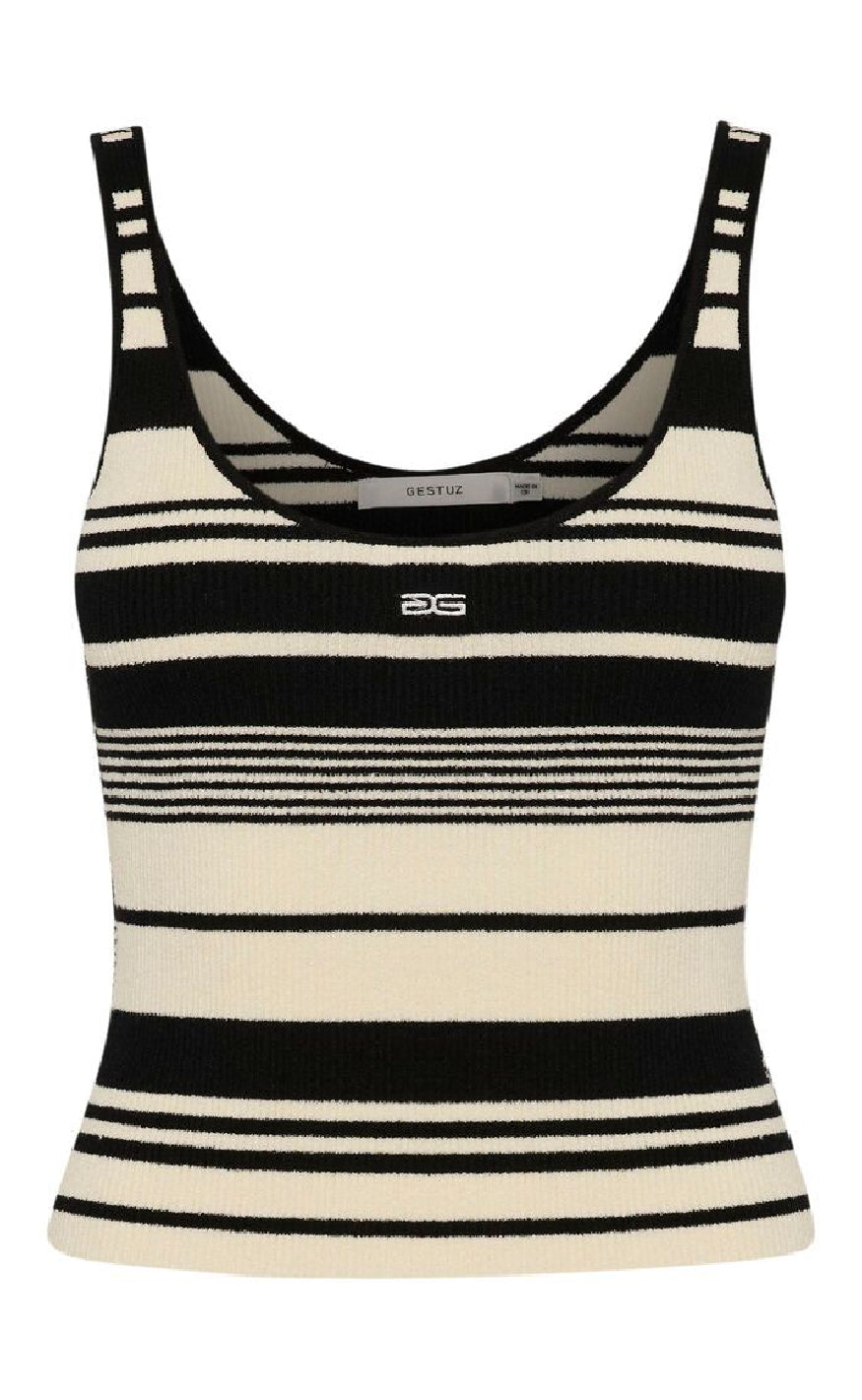 Top   Stela   Black Birch Striped fra Gestuz