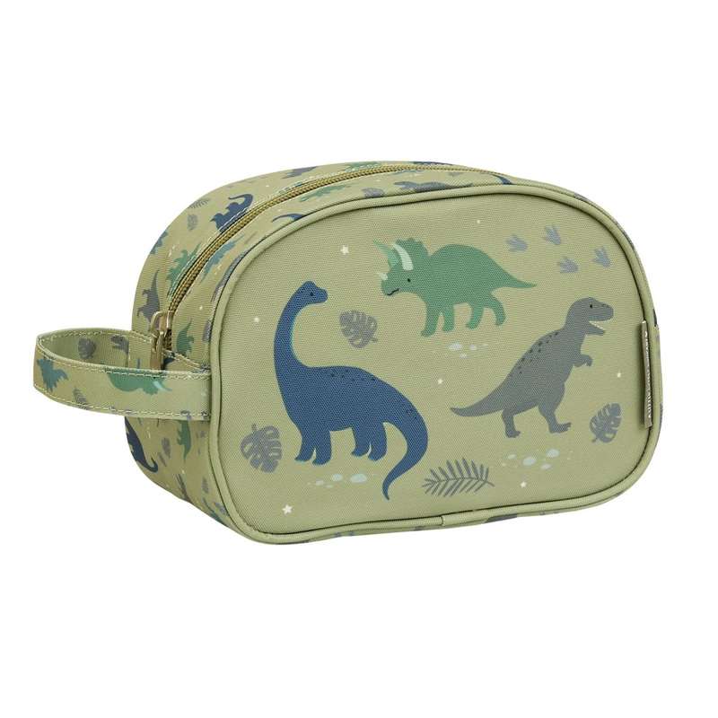 Toilettaske   Dinosaur   Oliven fra A Little Lovely Company