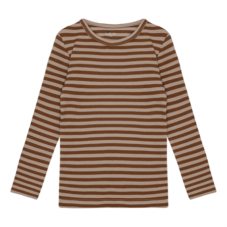 Stribet Rib Bluse Kashmir Brun & Varm Brun fra Birkholm