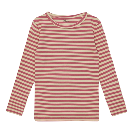 Stribet Rib Bluse Hindbær Rosa & Solskins Gul fra Birkholm