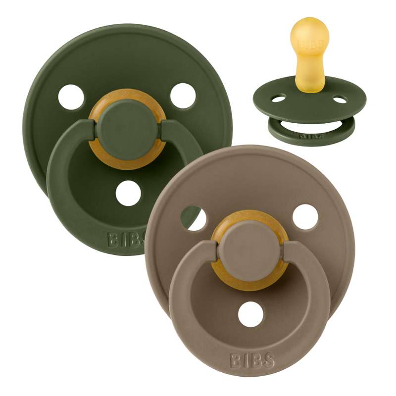 Rund Colour Sut   2 Pak   Str. 2   Naturgummi   Hunter Green Dark Oak fra Bibs
