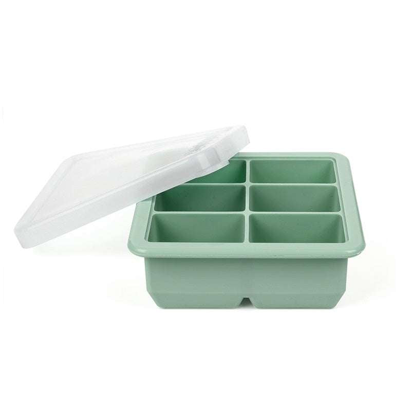 Silikone Frysebakke M. Låg   6 Rum   Pea Green fra Haakaa