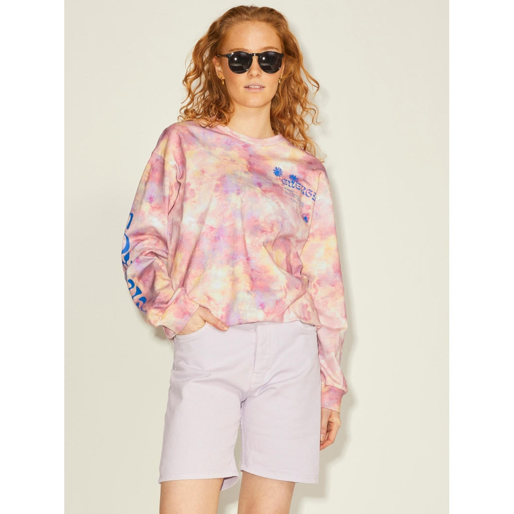 Dame Sweatshirt Jeah   Snow White Pink Tie Dye fra Jjxx