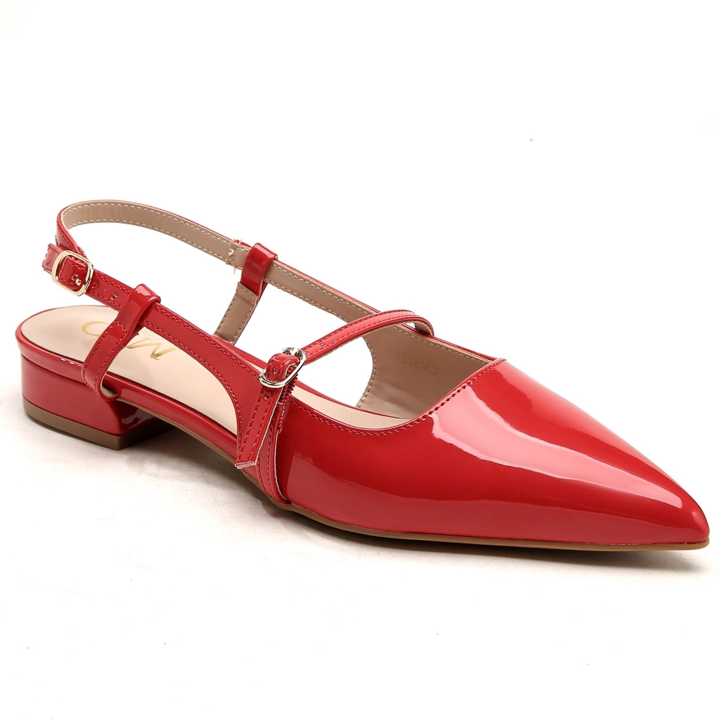 Jeanne Dame Sling Back Ballerina Sko 9227   Red fra Shoes
