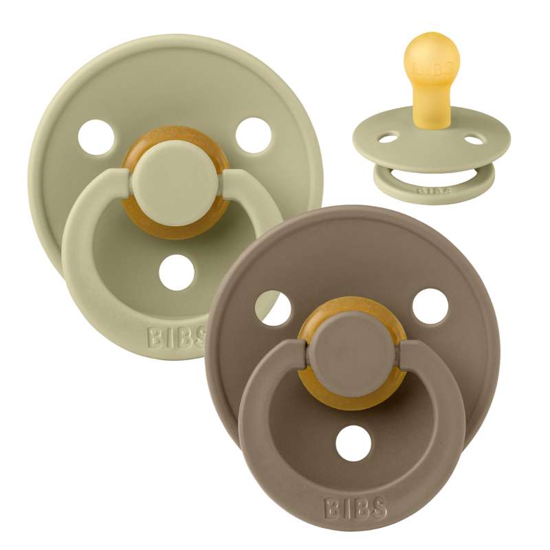 Rund Colour Sut 2 Pak Str. 1 Naturgummi Khaki Dark Oak fra Bibs