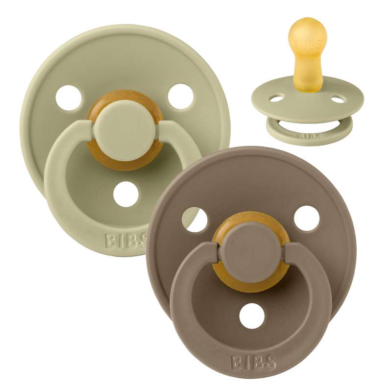 Rund Colour Sut 2 Pak Str. 2 Naturgummi Khaki Dark Oak fra Bibs