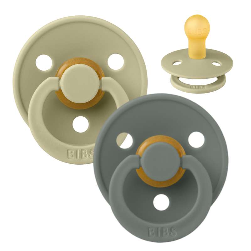 Rund Colour Sut 2 Pak Str. 1 Naturgummi Khaki Pine fra Bibs