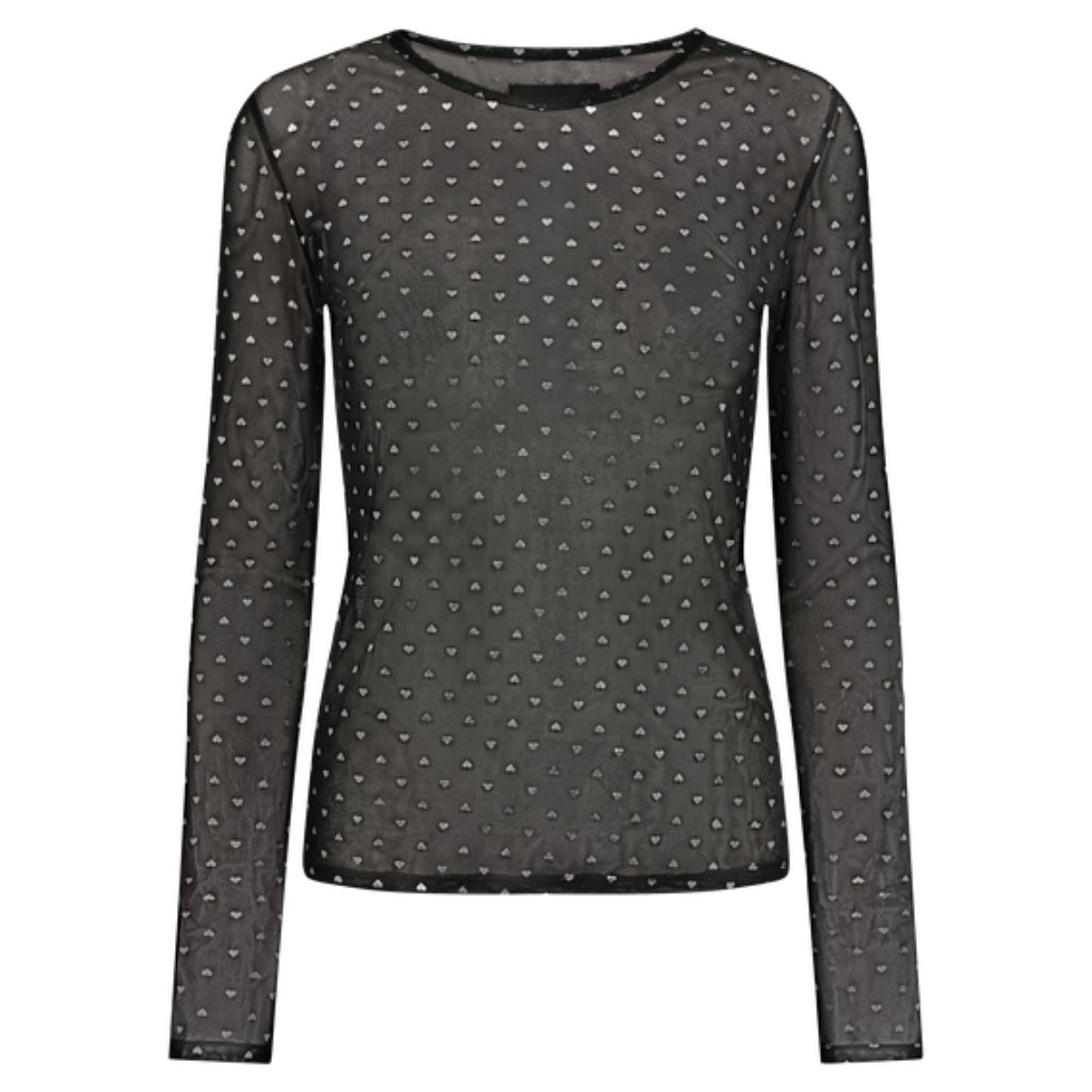 Libertã Dame Bluse Mesh Black Silver Heart fra Liberté