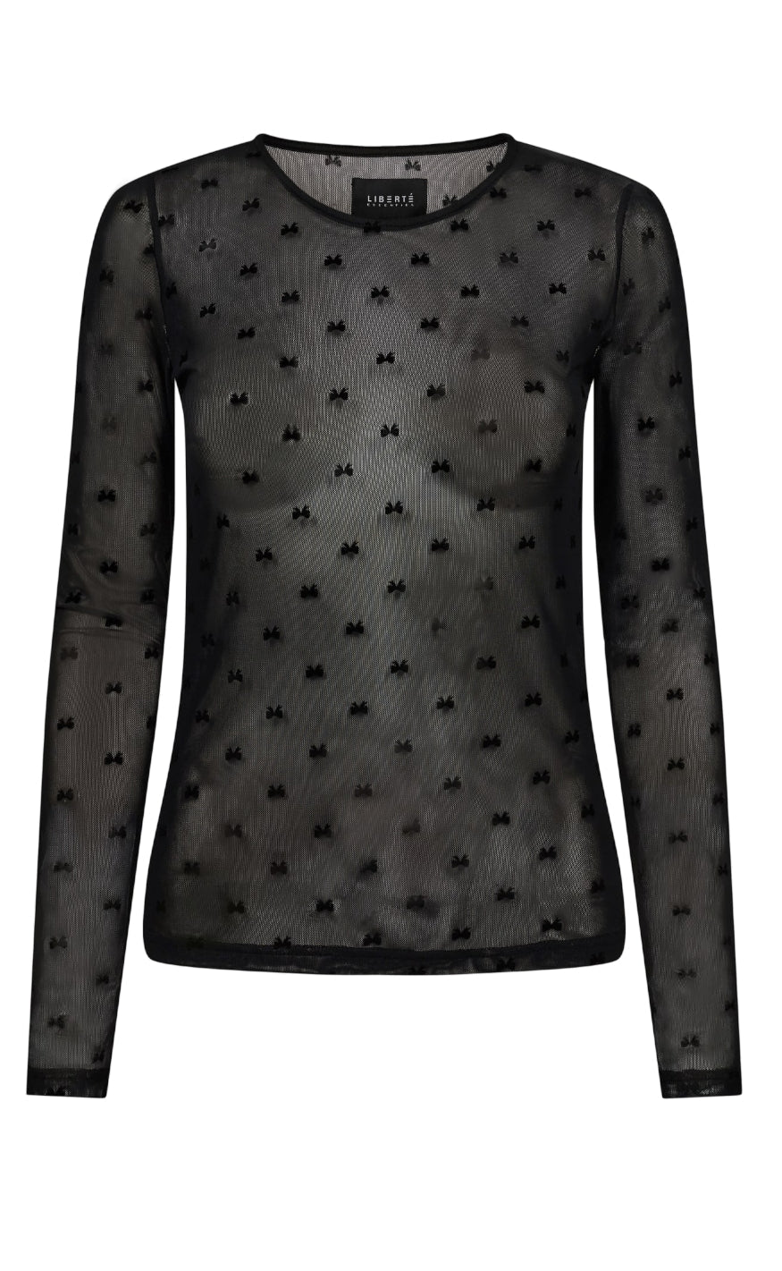 Liberte Bluse   Mesh   Black Flock Bow fra Liberté
