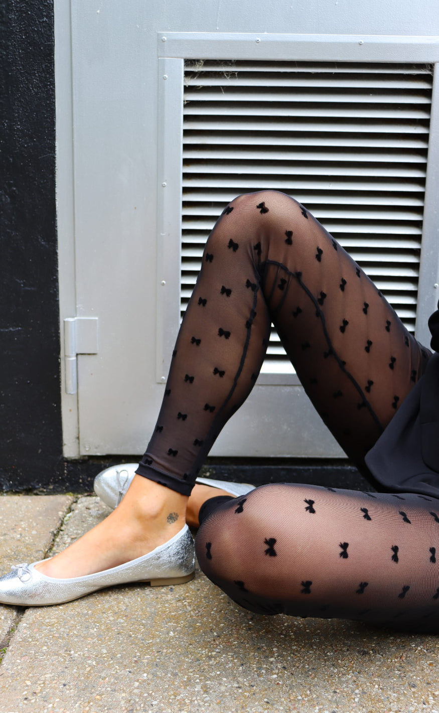 Liberte Legging   Mesh   Black Flock Bow fra Liberté