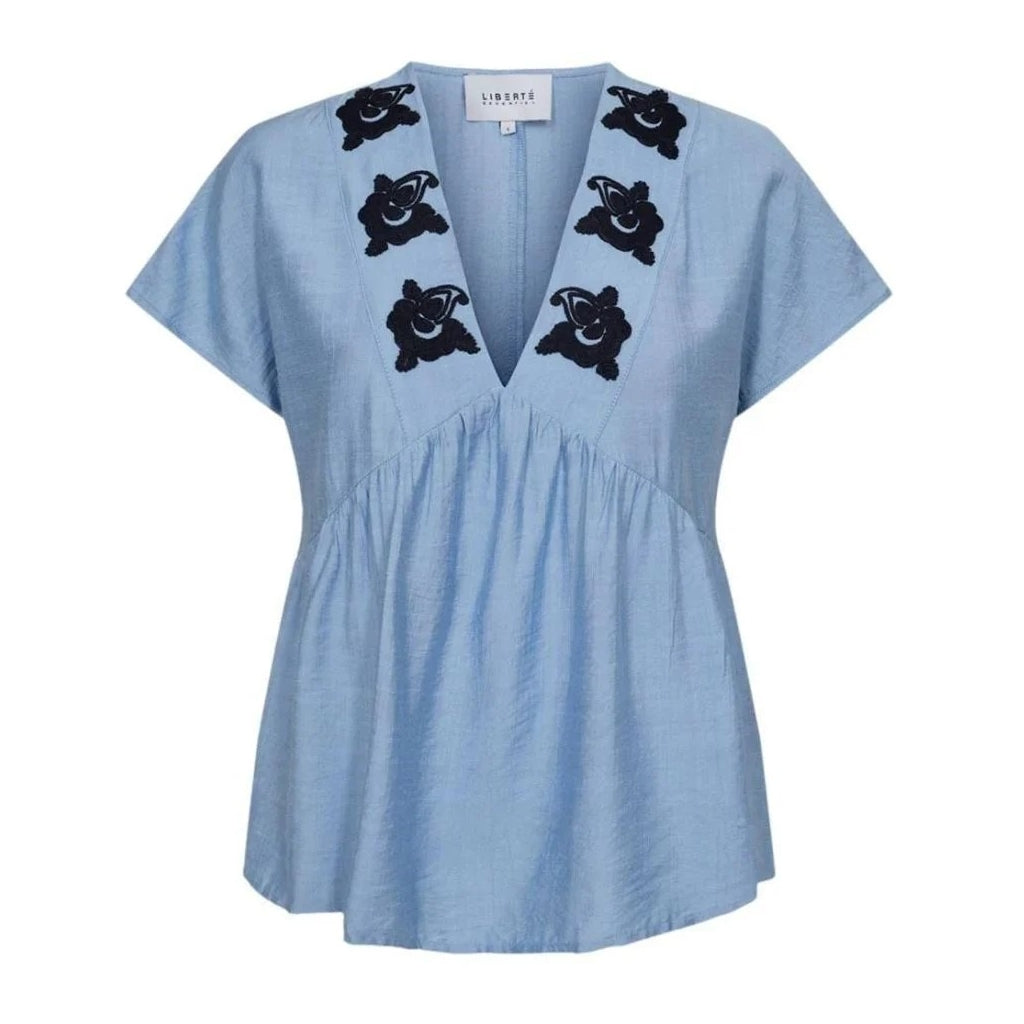 Liberte Dame Bluse Roseli 21722   Dusty Blue fra Liberté