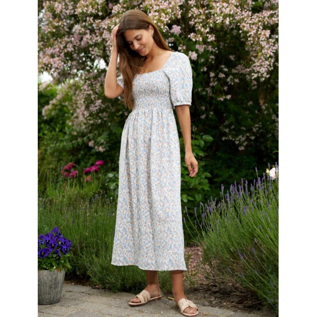 Dame Gro Kjole 21268   Blue Brown Flower fra Liberté