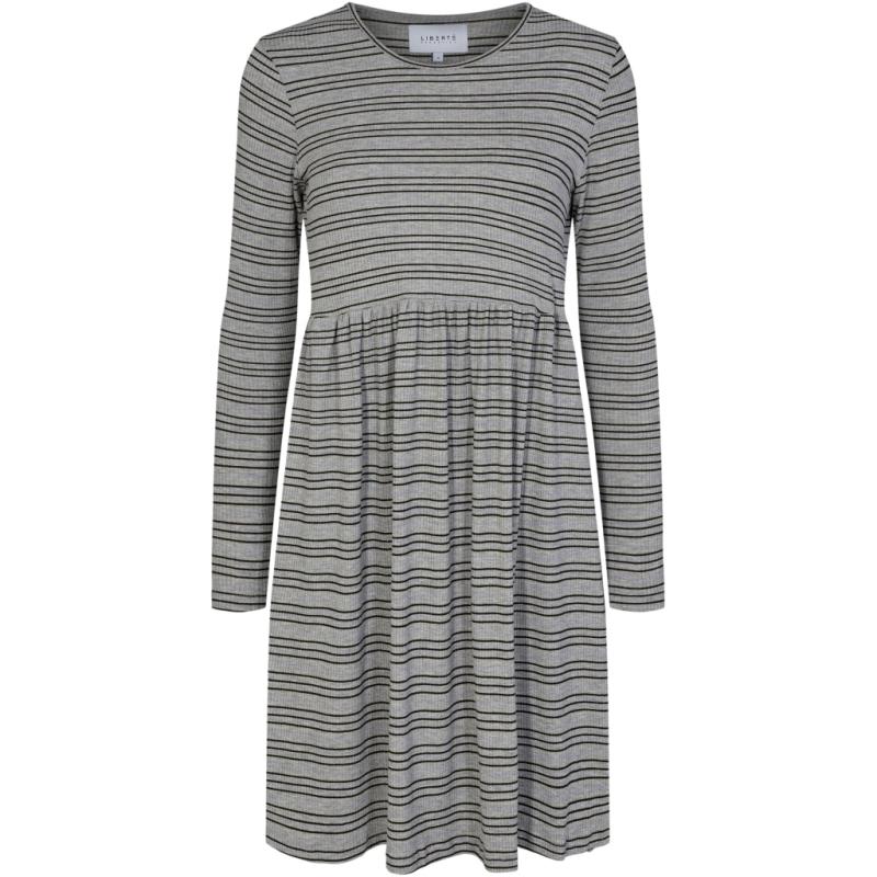 Liberte Dame Kjole Natalia Ls Frill Dress   Grey Gold Lurex fra Liberté