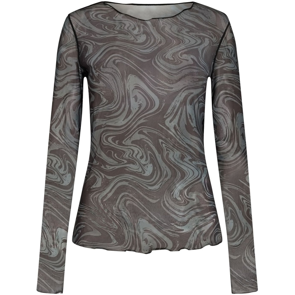 Liberte Dame Langærmet Mesh Top 4086   Grey Twist fra Liberté