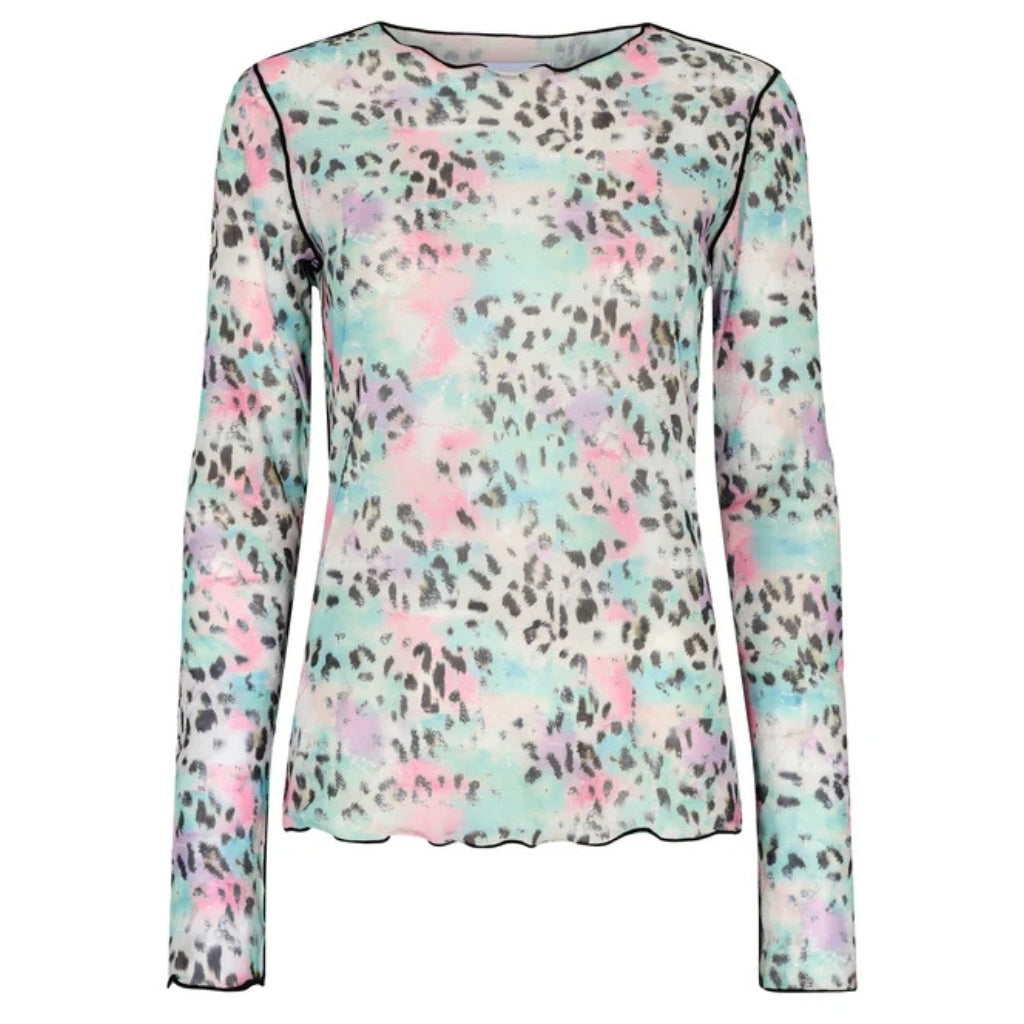 Liberte Dame Langærmet Mesh Top 4086   Mint Pink Leo fra Liberté